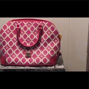Dooney & Bourke Pink and Cream Geometric Satchel